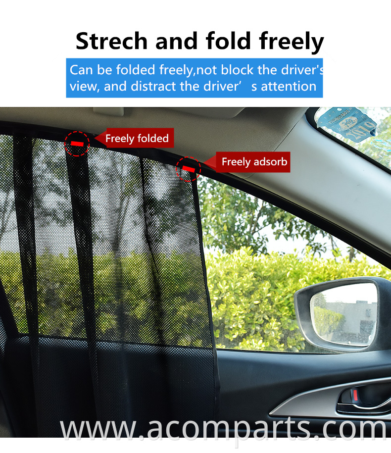 All weather anti-uv water proof black 5d mesh net front rear car window sun shade curtain